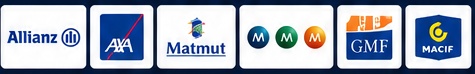 Logos assurances Allianz, AXA, Matmut, MMA, GMF, Macif